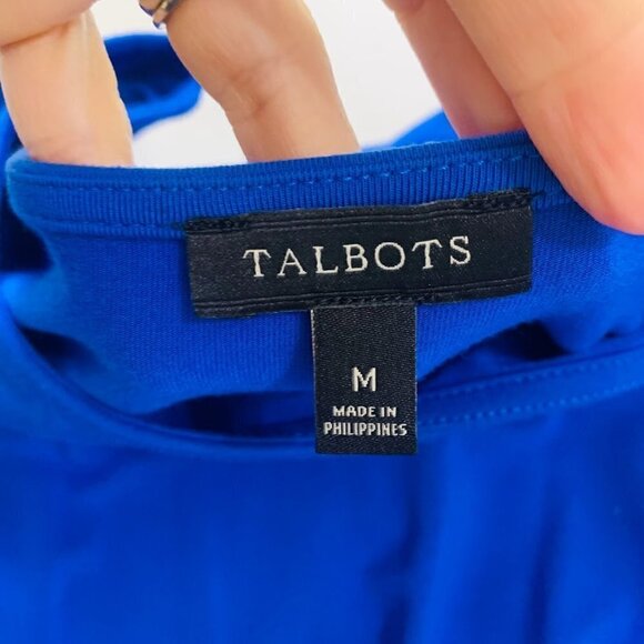 Talbots Cobalt Dress Blue 3/4 Sleeve A Line Pleated Waist Career Stretch Classic - Picture 7 of 9